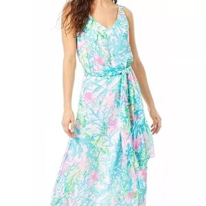 Lilly Pulitzer Maxi, Coral Bay Chiffon, NWT, L